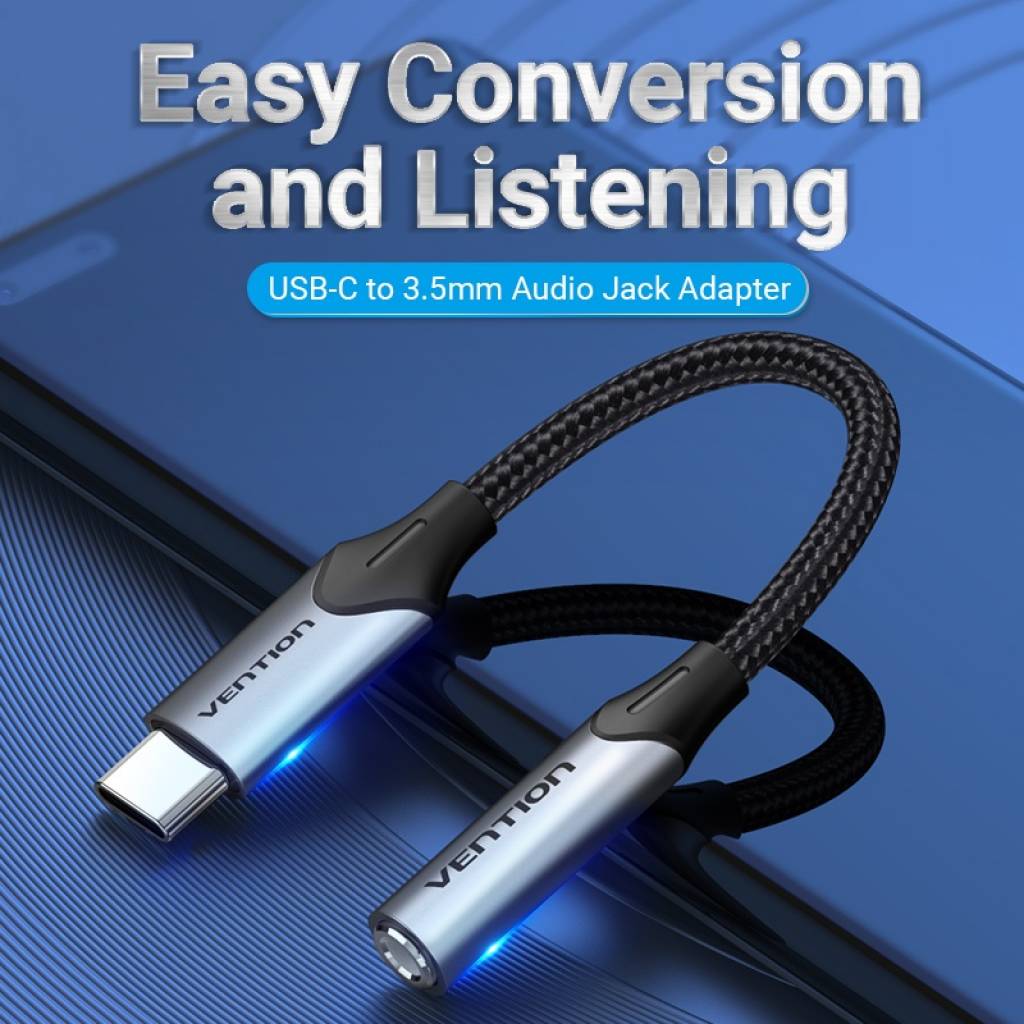 Adaptador Vention USB C a Auxiliar Hembra (3.5mm) 10 cm