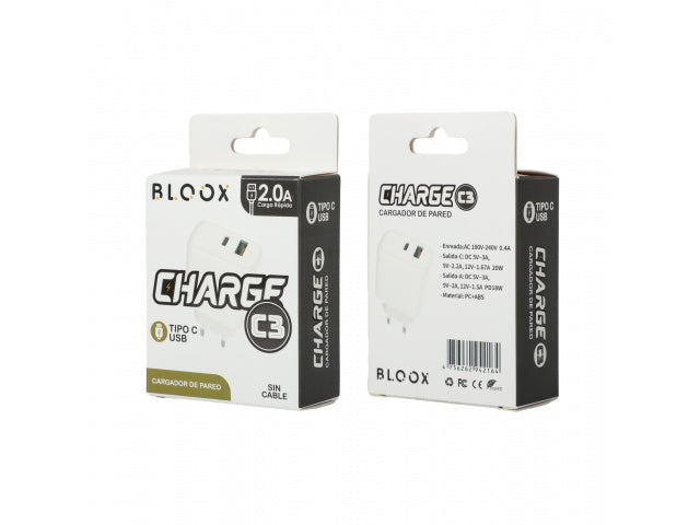 Cargador BLOOX USB A+C 3A 20W Sin Cable (BL-TCA-C3)