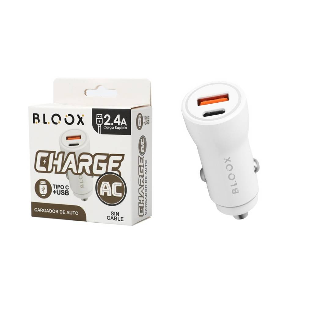 Cargador Auto BLOOX 38W USB A + USB C/PD (sin Cable)