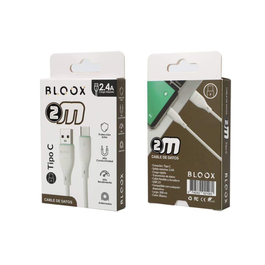 Cable Bloox USB C a USB 2 metros