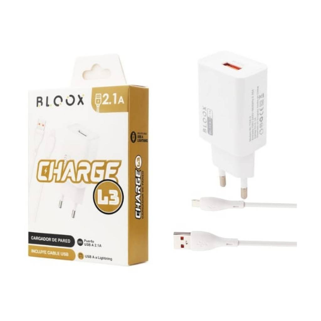 Cargador Bloox Charge L3 (USB, CON cable Lightning 1 metro)