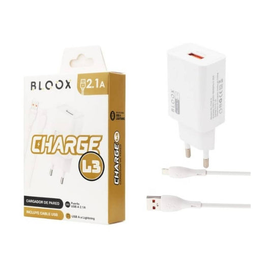 Cargador Bloox Charge L3 (USB, CON cable Lightning 1 metro)