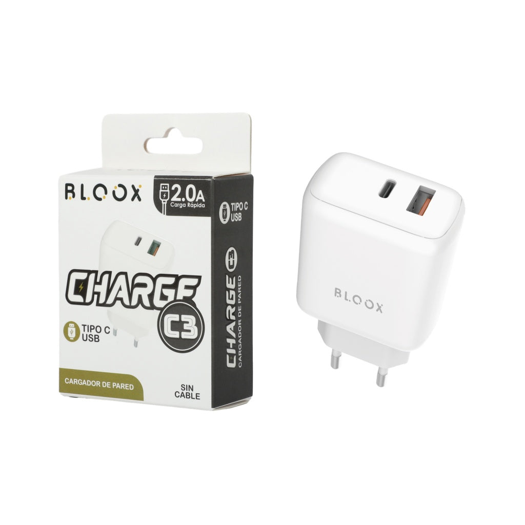 Cargador Bloox Charge C (USB y USB C, SIN cable)