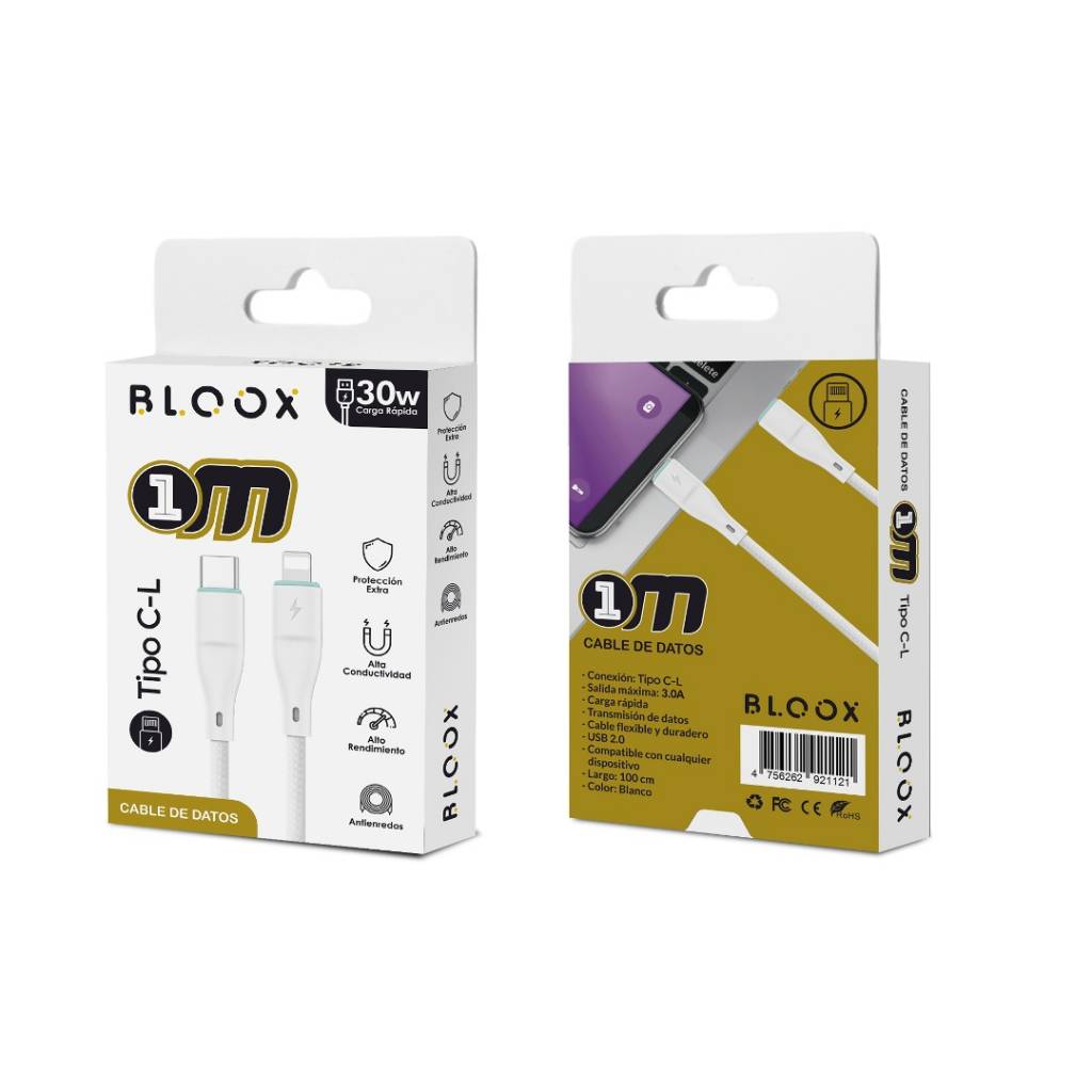 Cable Bloox USB C a Lightning 1 metro