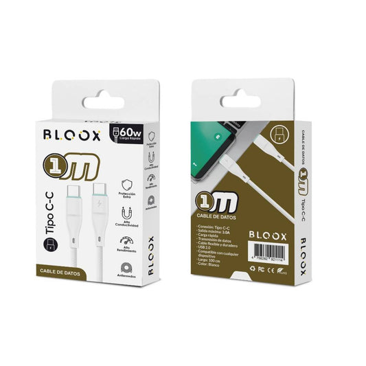 Cable de Datos BLOOX USB C a USB C PVC 100cm 60w