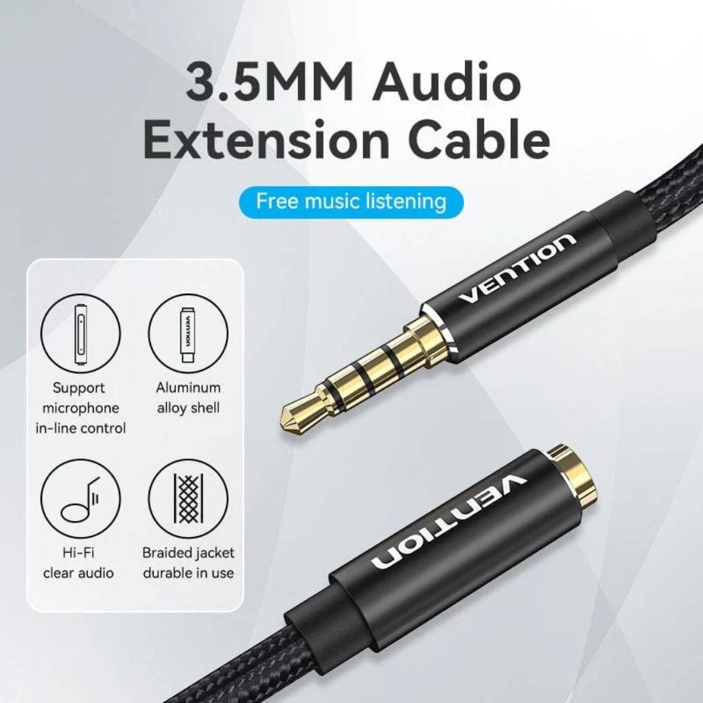 Cable Vention Auxiliar Macho a Auxiliar Hembra (2 metros)