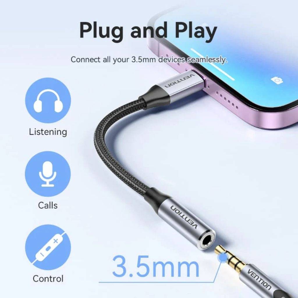 Adaptador Vention USB C a Auxiliar Hembra (3.5mm) 10 cm