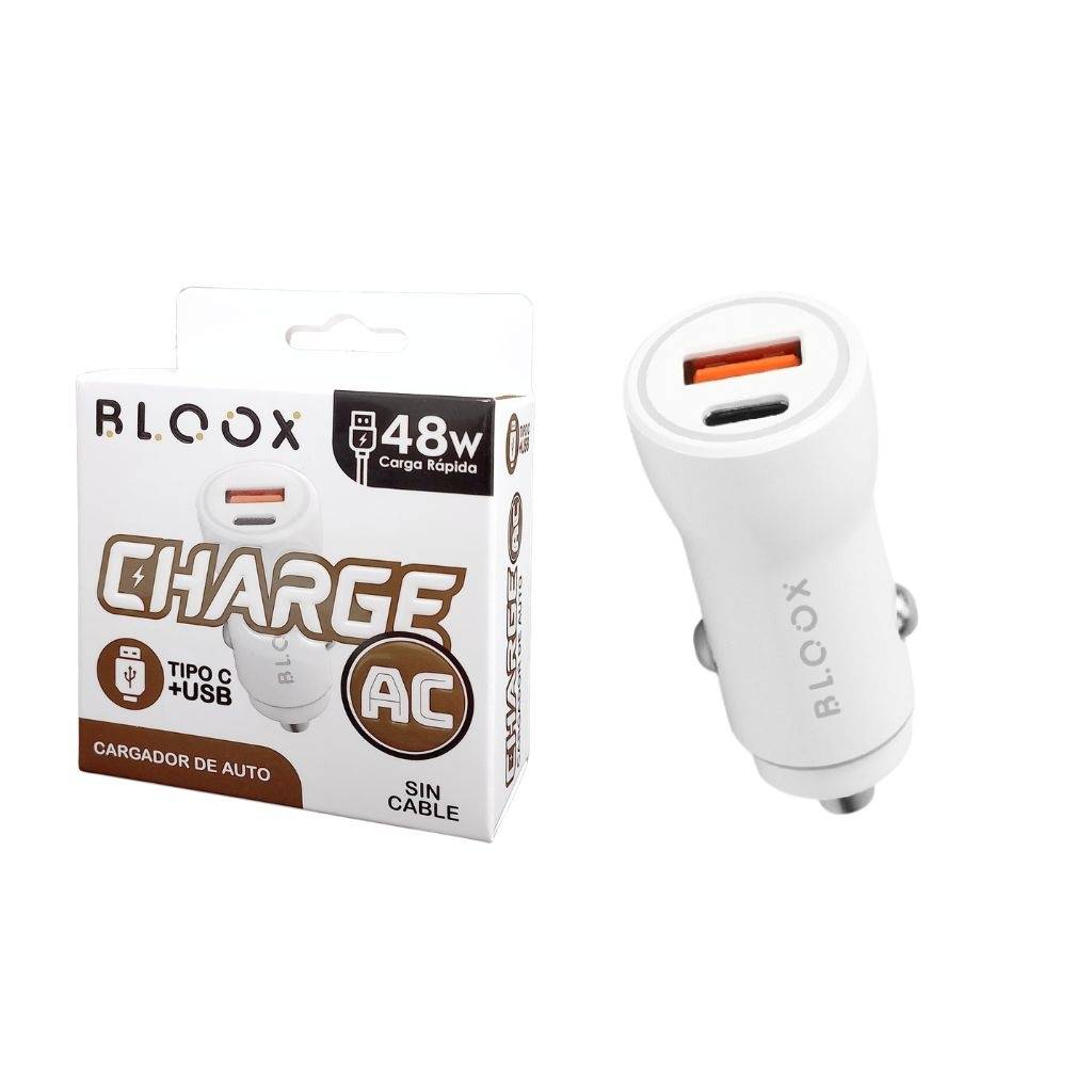 Cargador Para Auto Bloox Charge AC (USB y USB C, SIN cable)